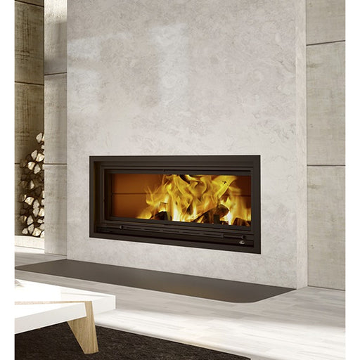 St. Laurent Linear Wood Fireplace with Black Straight Narrow Trim