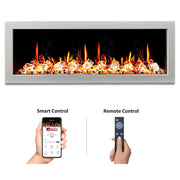 Gloria Electric Fireplace Gloria II 58" Seamless Push-in Electric Fireplace with Crushed Ice Rocks (White)