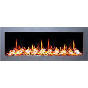 Gloria Electric Fireplace Gloria II 58" Seamless Push-in Electric Fireplace with Crushed Ice Rocks (White)