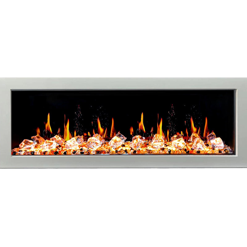 Gloria Electric Fireplace Gloria II 58" Seamless Push-in Electric Fireplace with Crushed Ice Rocks (White)