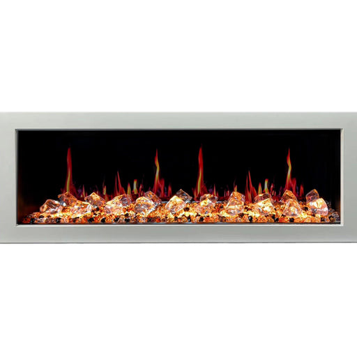Gloria Electric Fireplace Gloria II 58" Seamless Push-in Electric Fireplace with Crushed Ice Rocks (White)