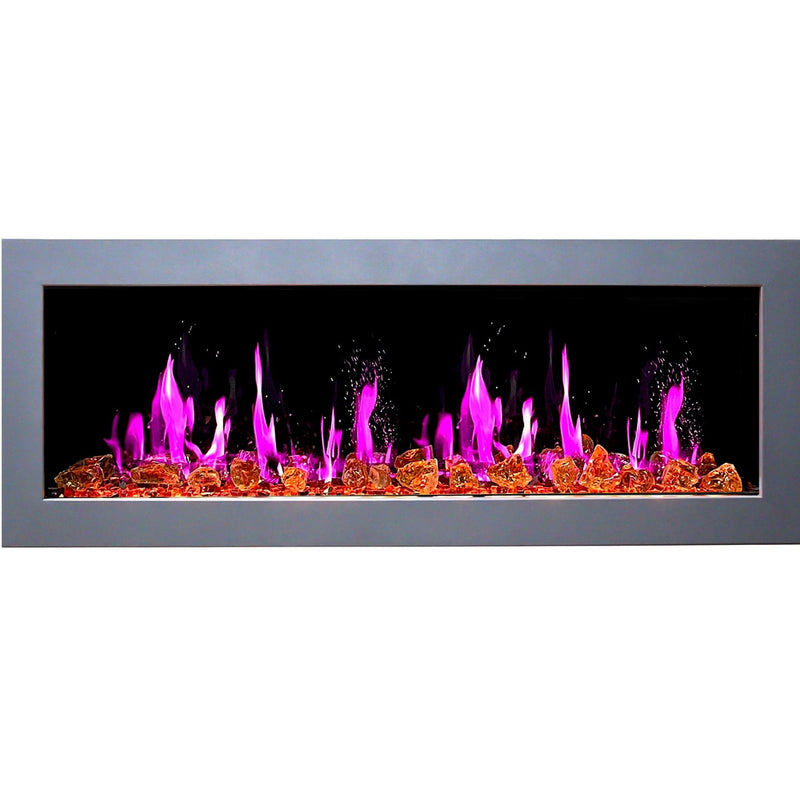 Gloria Electric Fireplace Gloria II 58" Smart Wall Mount Electric Fireplace with Reflective Fire Glass (White)