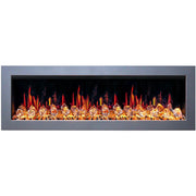 Gloria Electric Fireplace Gloria II 68" Seamless Push-in Electric Fireplace with Crushed Ice Rocks (White)