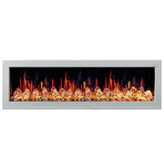Gloria Electric Fireplace Gloria II 68" Seamless Push-in Electric Fireplace with Crushed Ice Rocks (White)