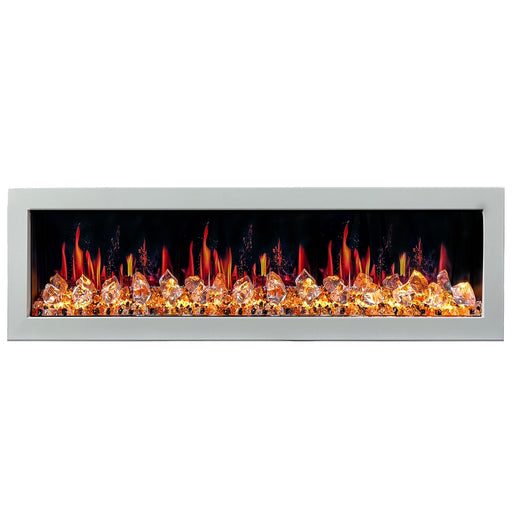 Gloria Electric Fireplace Gloria II 68" Seamless Push-in Electric Fireplace with Crushed Ice Rocks (White)