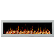 Gloria Electric Fireplace Gloria II 68" Seamless Push-in Electric Fireplace with Crushed Ice Rocks (White)