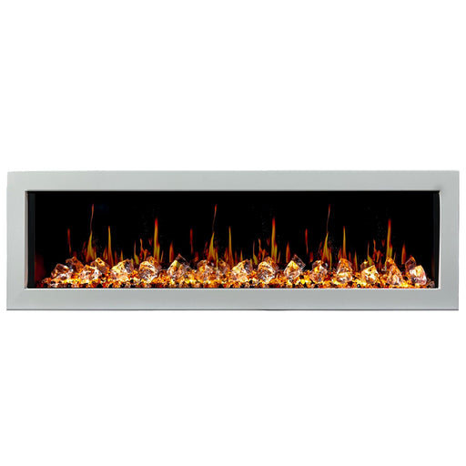 Gloria Electric Fireplace Gloria II 68" Seamless Push-in Electric Fireplace with Crushed Ice Rocks (White)