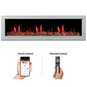 Gloria Electric Fireplace Gloria II 68" Smart Wall Mount Electric Fireplace with Reflective Fire Glass (White)