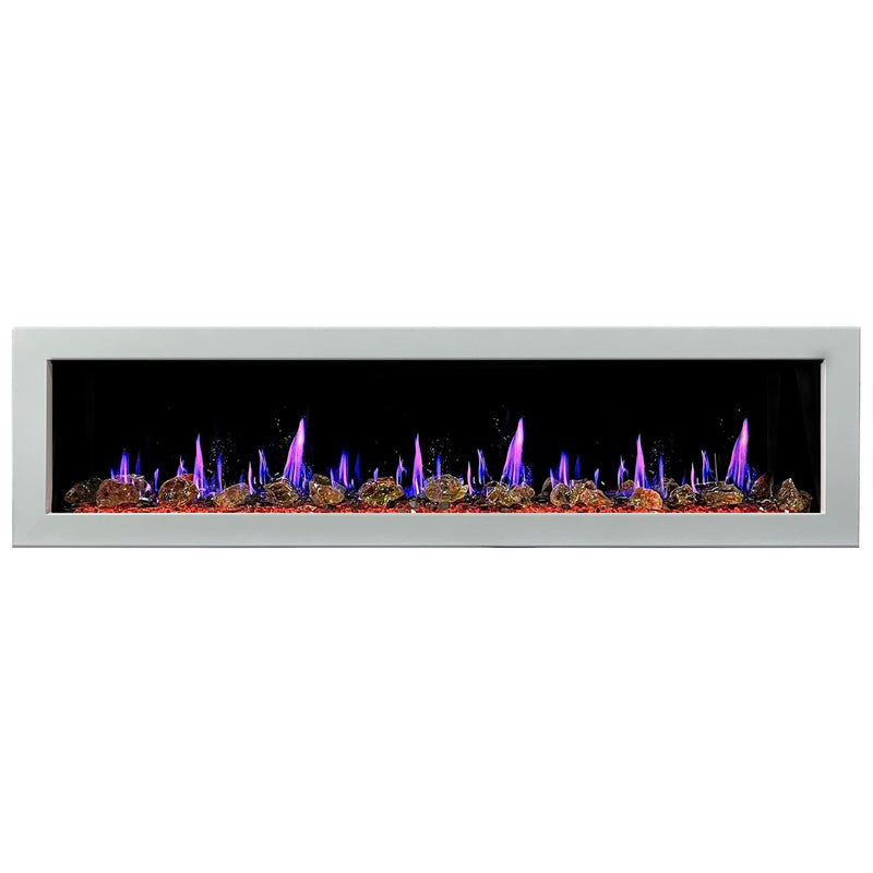 Gloria Electric Fireplace Gloria II 68" Smart Wall Mount Electric Fireplace with Reflective Fire Glass (White)