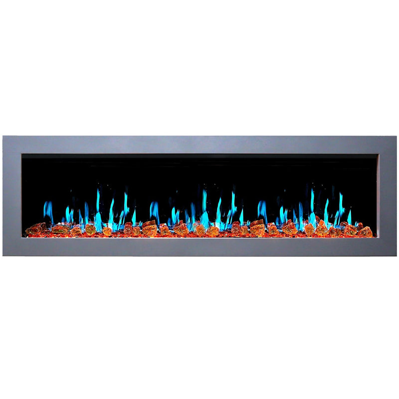 Gloria Electric Fireplace Gloria II 78" Smart Wall Mount Electric Fireplace with Reflective Fire Glass (White)