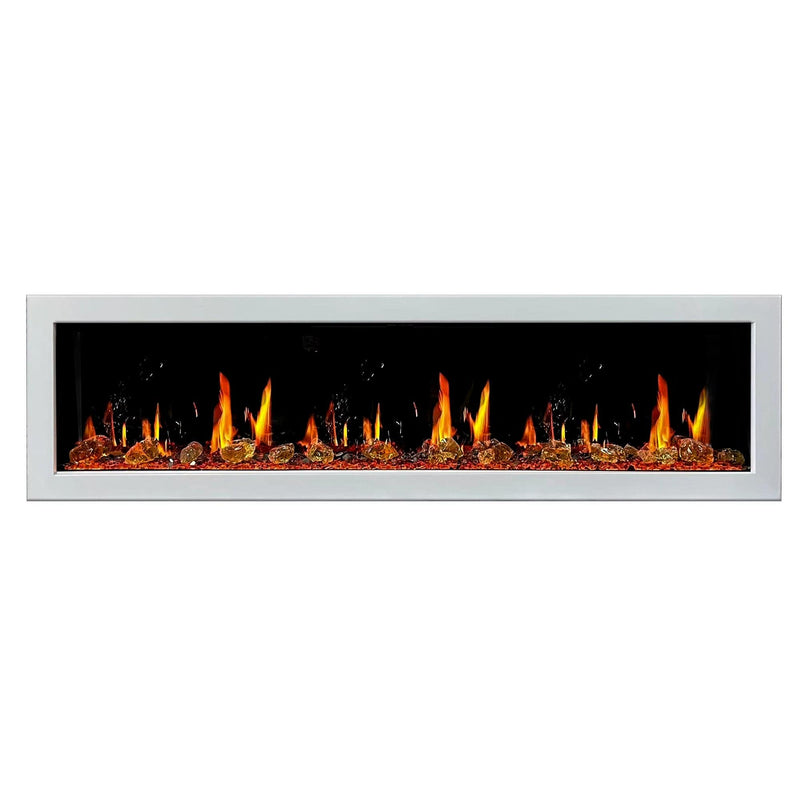 Gloria Electric Fireplace Gloria II 78" Smart Wall Mount Electric Fireplace with Reflective Fire Glass (White)