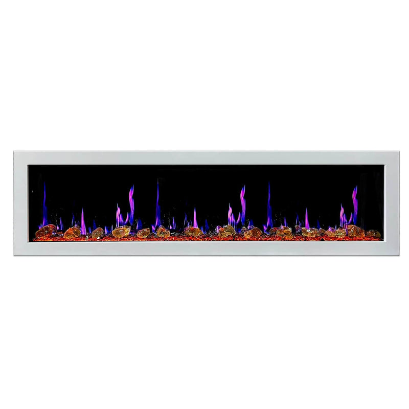 Gloria Electric Fireplace Gloria II 78" Smart Wall Mount Electric Fireplace with Reflective Fire Glass (White)