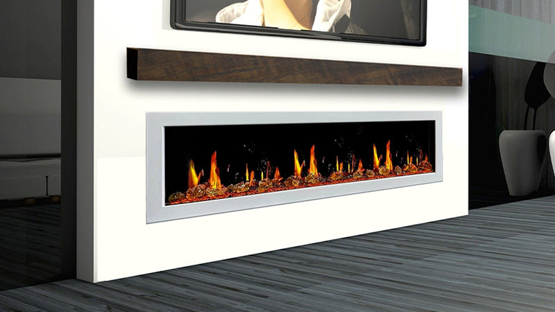 Gloria Electric Fireplace Gloria II 78" Smart Wall Mount Electric Fireplace with Reflective Fire Glass (White)