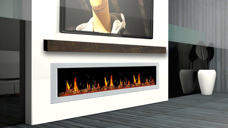 Gloria Electric Fireplace Gloria II 78" Smart Wall Mount Electric Fireplace with Reflective Fire Glass (White)