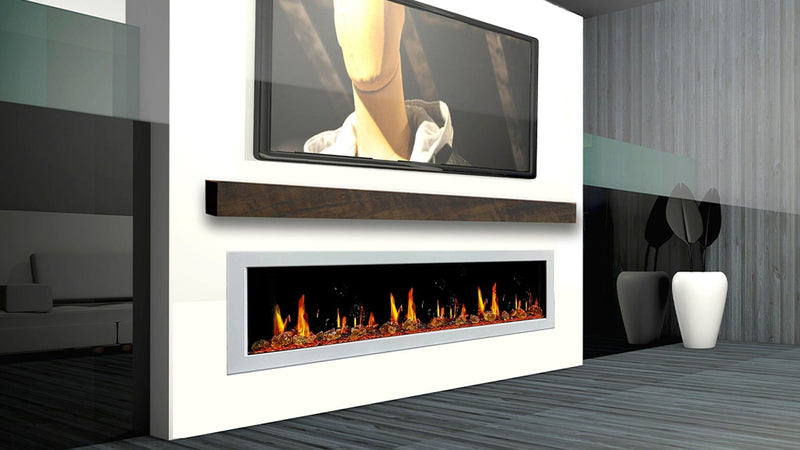 Gloria Electric Fireplace Gloria II 78" Smart Wall Mount Electric Fireplace with Reflective Fire Glass (White)