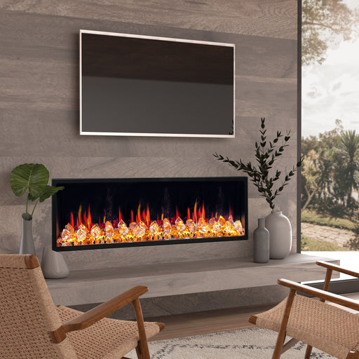 Latitude Electric Fireplace Latitude 55" Built-in Linear Electric Fireplace + Crushed Ice Rocks