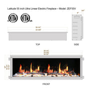Latitude Electric Fireplace Latitude 55" Ultra Slim Built-in Electric Fireplace