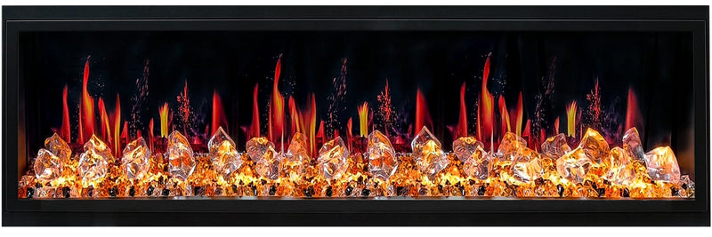 Latitude Electric Fireplace Latitude 65" Ultra Slim Built-in Electric Fireplace + Crushed Ice Rocks