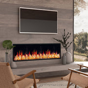 Latitude Electric Fireplace Latitude 65" Ultra Slim Built-in Electric Fireplace + Crushed Ice Rocks