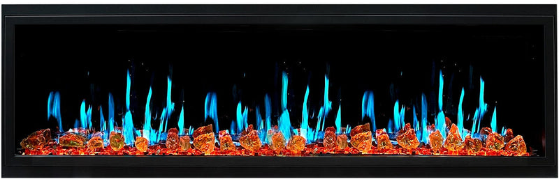 Latitude Electric Fireplace Latitude 65" Ultra Slim Built-in Electric Fireplace + Reflective Fire Glass