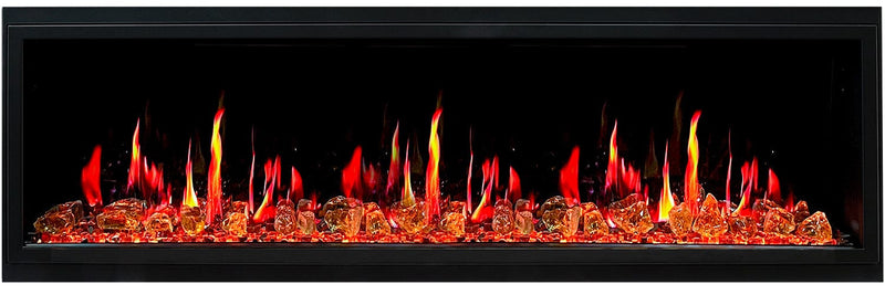 Latitude Electric Fireplace Latitude 65" Ultra Slim Built-in Electric Fireplace + Reflective Fire Glass