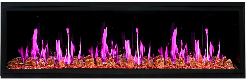 Latitude Electric Fireplace Latitude 65" Ultra Slim Built-in Electric Fireplace + Reflective Fire Glass