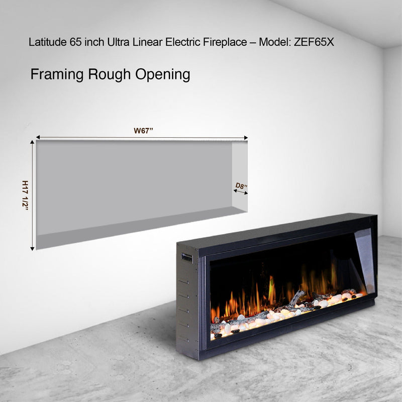 Latitude Electric Fireplace Latitude 65" Ultra Slim Built-in Electric Fireplace