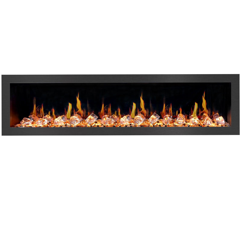 Latitude Electric Fireplace Latitude 75" Built-in Linear Electric Fireplace + Crushed Ice Rocks