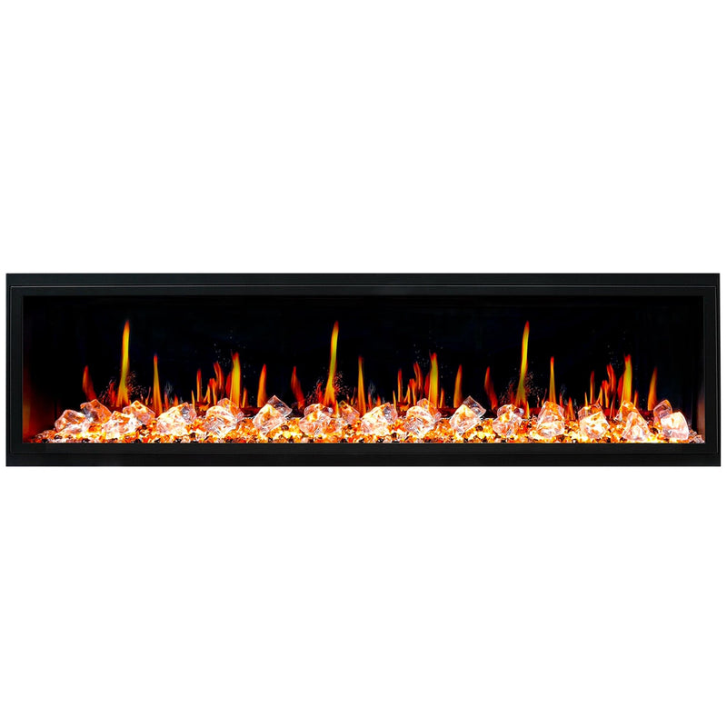 Latitude Electric Fireplace Latitude 75" Built-in Linear Electric Fireplace + Crushed Ice Rocks