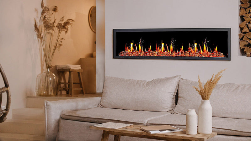 Latitude Electric Fireplace Latitude 75" Built-in Linear Electric Fireplace + Reflective Fire Glass