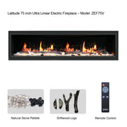 Latitude Electric Fireplace Latitude 75" Ultra Slim Built-in Electric Fireplace