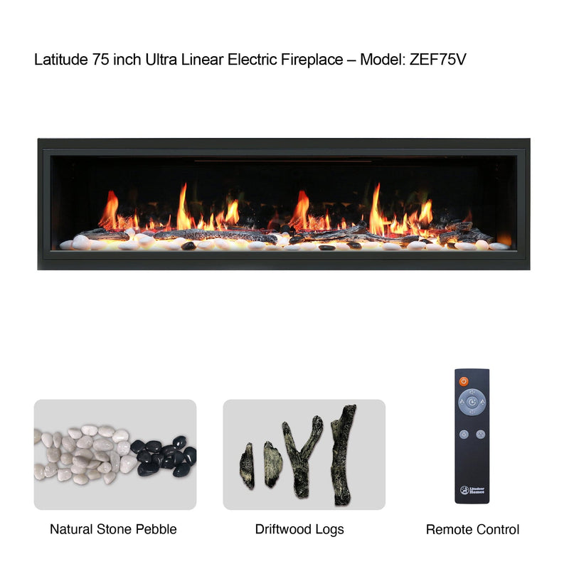 Latitude Electric Fireplace Latitude 75" Ultra Slim Built-in Electric Fireplace