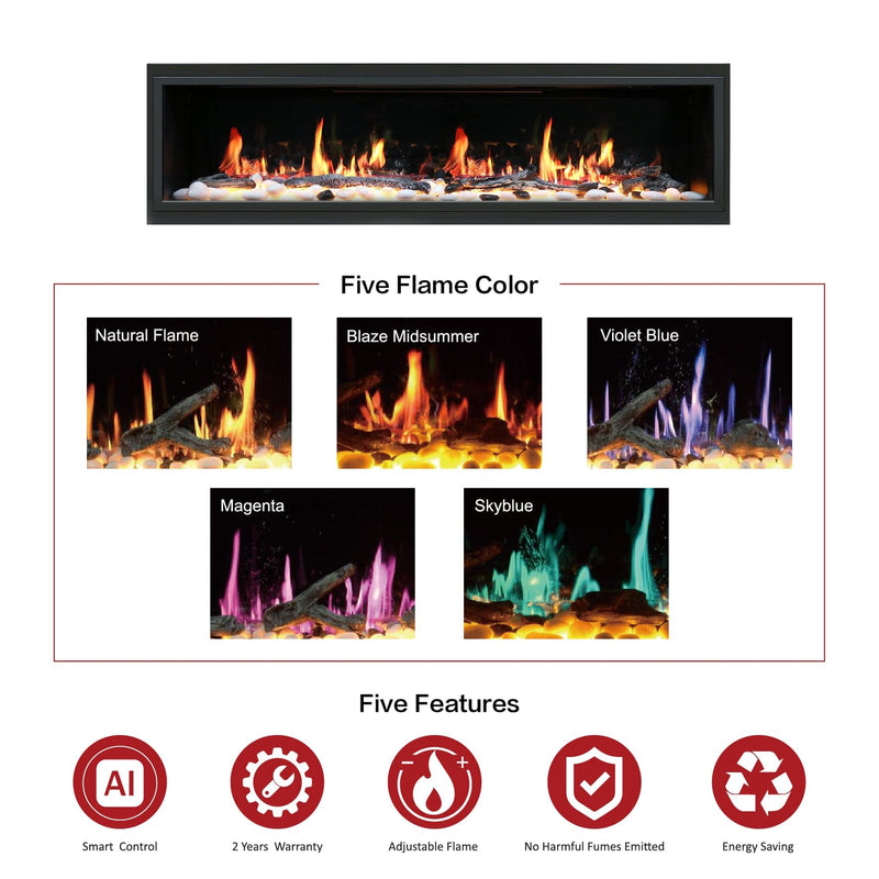 Latitude Electric Fireplace Latitude 75" Ultra Slim Built-in Electric Fireplace