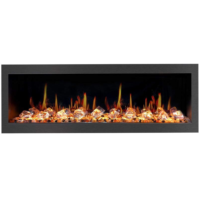 Latitude Electric Fireplace Latitude II 58-in Smart Wall Mount Electric Fireplace + Crushed Ice Rocks