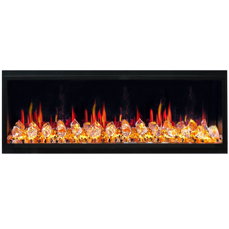 Latitude Electric Fireplace Latitude II 58-in Smart Wall Mount Electric Fireplace + Crushed Ice Rocks