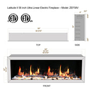Latitude Electric Fireplace Latitude II 58-in Smart Wall Mount Electric Fireplace