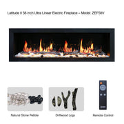 Latitude Electric Fireplace Latitude II 58-in Smart Wall Mount Electric Fireplace