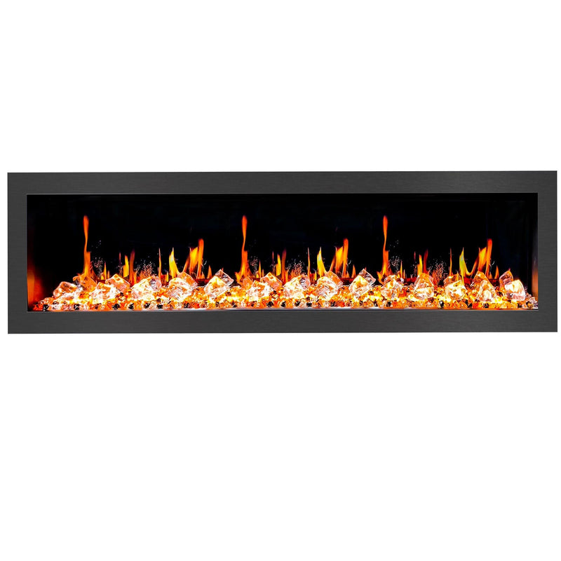Latitude Electric Fireplace Latitude II 68-in Smart Wall Mount Electric Fireplace + Crushed Ice Rocks