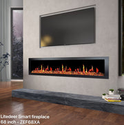 Latitude Electric Fireplace Latitude II 68-in Smart Wall Mount Electric Fireplace + Reflective Fire Glass