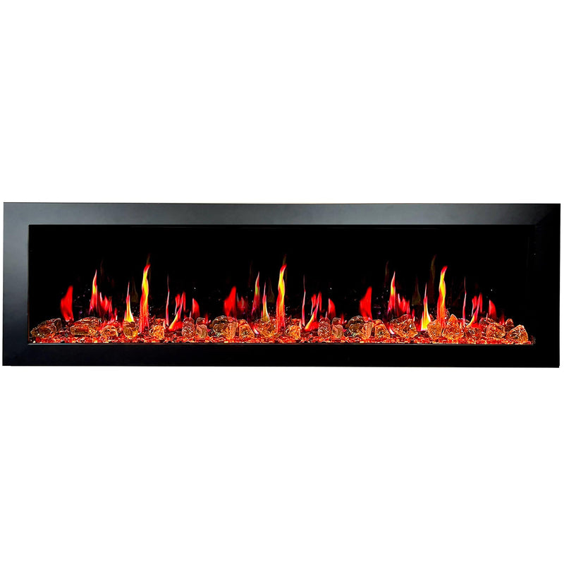 Latitude Electric Fireplace Latitude II 68-in Smart Wall Mount Electric Fireplace + Reflective Fire Glass