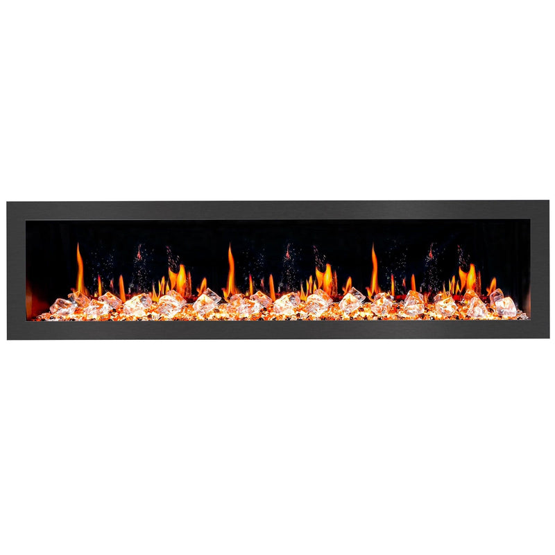 Latitude Electric Fireplace Latitude II 78-in Smart Wall Mount Electric Fireplace + Crushed Ice Rocks
