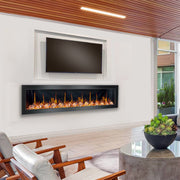 Latitude Electric Fireplace Latitude II 78-in Smart Wall Mount Electric Fireplace + Crushed Ice Rocks