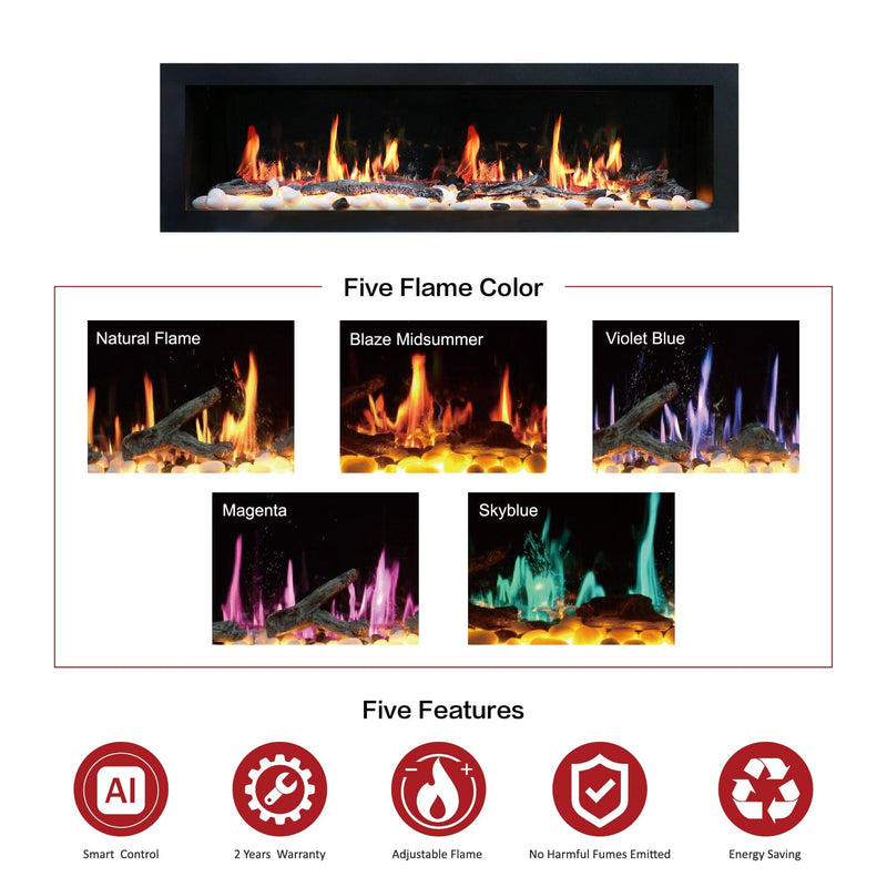 Latitude Electric Fireplace Latitude II 78-in Smart Wall Mount Electric Fireplace (Original)