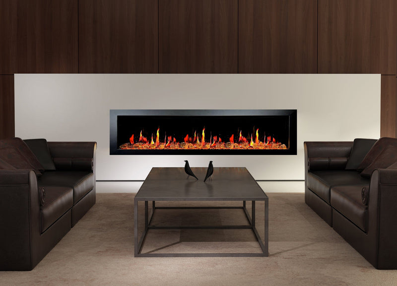 Latitude Electric Fireplace Latitude II 78-in Smart Wall Mount Electric Fireplace + Reflective Fire Glass