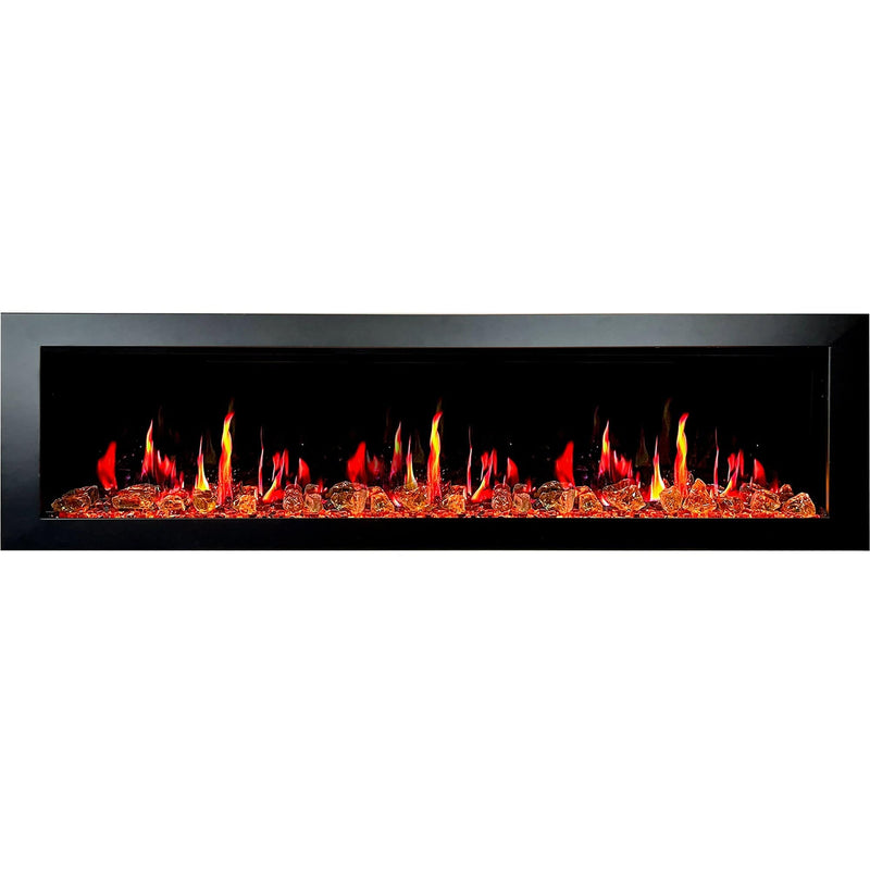 Latitude Electric Fireplace Latitude II 78-in Smart Wall Mount Electric Fireplace + Reflective Fire Glass