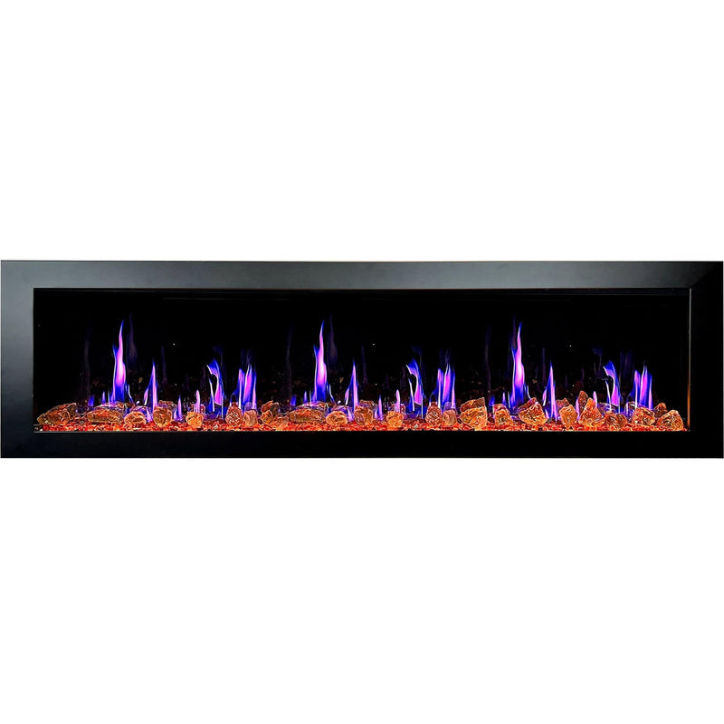 Latitude Electric Fireplace Latitude II 78-in Smart Wall Mount Electric Fireplace + Reflective Fire Glass