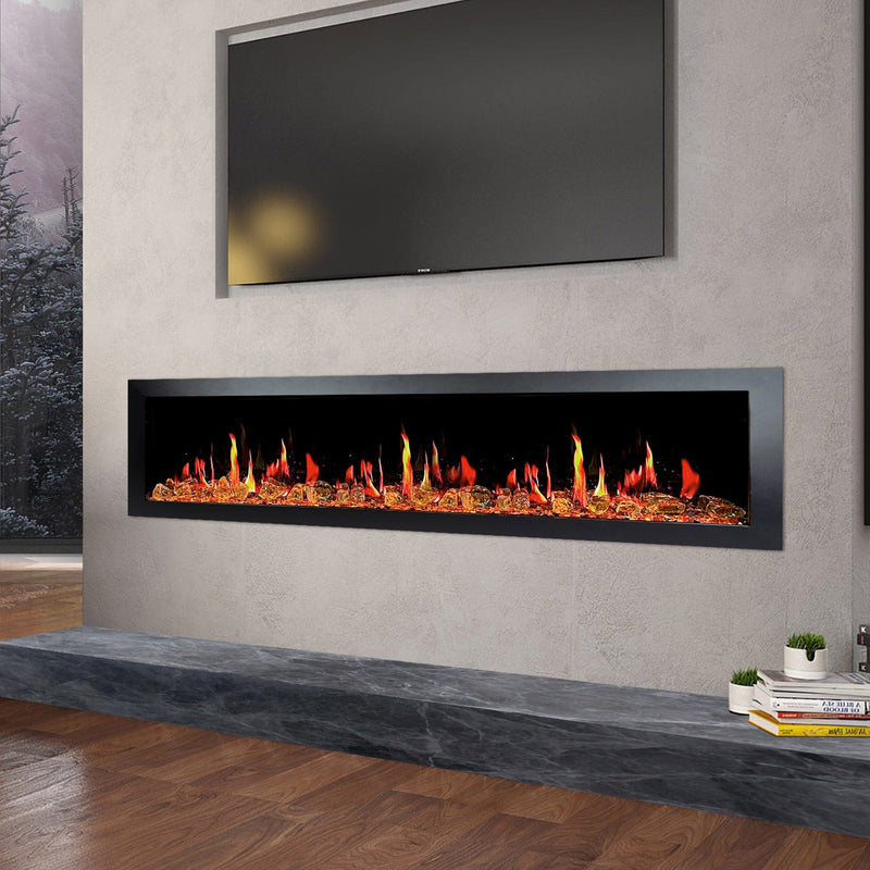 Latitude Electric Fireplace Latitude II 78-in Smart Wall Mount Electric Fireplace + Reflective Fire Glass