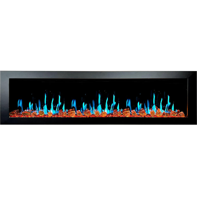 Latitude Electric Fireplace Latitude II 78-in Smart Wall Mount Electric Fireplace + Reflective Fire Glass