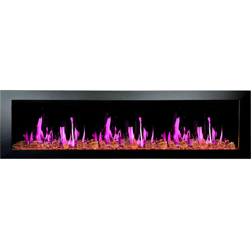 Latitude Electric Fireplace Latitude II 78-in Smart Wall Mount Electric Fireplace + Reflective Fire Glass