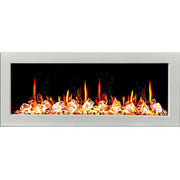 Litedeer Homes Electric Fireplace Gloria II 48" Seamless Push-in Electric Fireplace with Crushed Ice Rocks (White)
